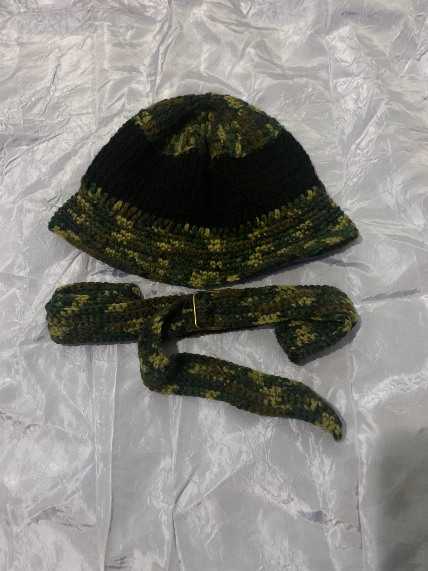 Hand crochet bucket hat and belt