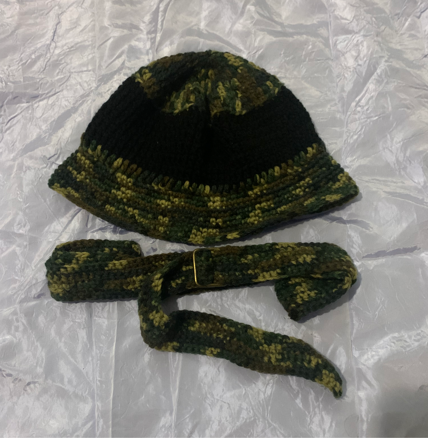 Hand crochet bucket hat and belt